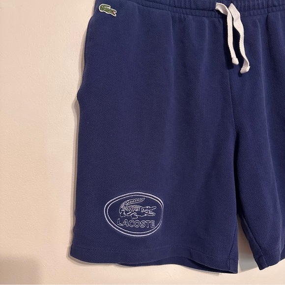 Lacoste Pique Cotton Logo Embroidered Athletic Drawstring Short size XL Navy - Picture 3 of 6